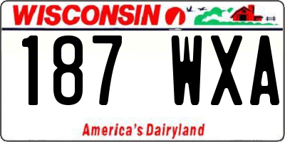 WI license plate 187WXA