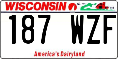 WI license plate 187WZF