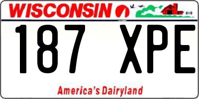 WI license plate 187XPE