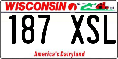 WI license plate 187XSL