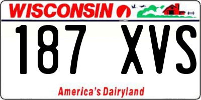 WI license plate 187XVS