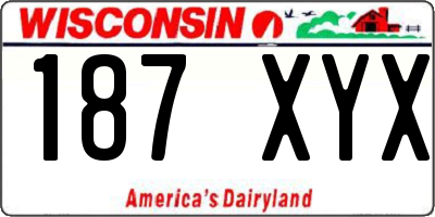 WI license plate 187XYX