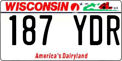 WI license plate 187YDR