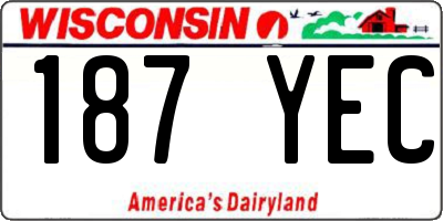 WI license plate 187YEC