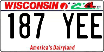 WI license plate 187YEE