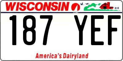 WI license plate 187YEF