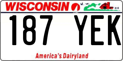 WI license plate 187YEK