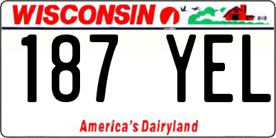 WI license plate 187YEL