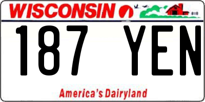WI license plate 187YEN