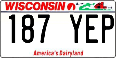 WI license plate 187YEP
