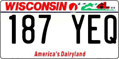 WI license plate 187YEQ