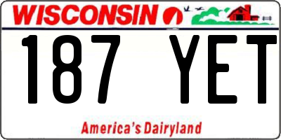 WI license plate 187YET