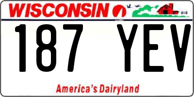 WI license plate 187YEV