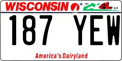 WI license plate 187YEW