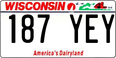 WI license plate 187YEY