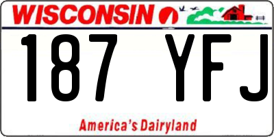 WI license plate 187YFJ