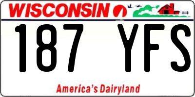 WI license plate 187YFS