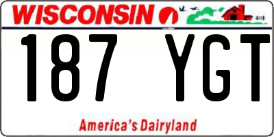 WI license plate 187YGT