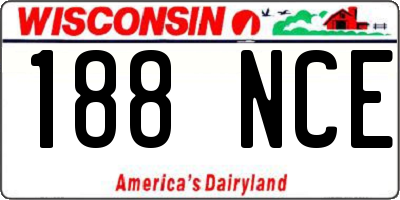 WI license plate 188NCE