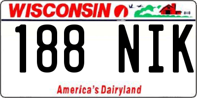 WI license plate 188NIK