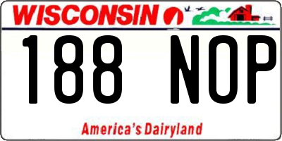 WI license plate 188NOP