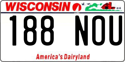 WI license plate 188NOU