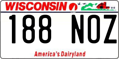 WI license plate 188NOZ