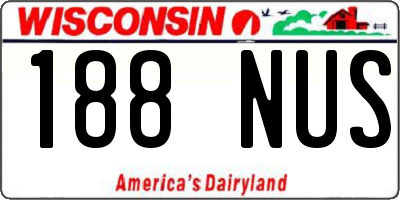 WI license plate 188NUS