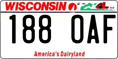 WI license plate 188OAF