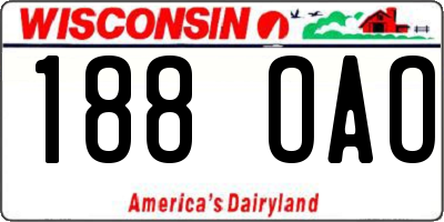 WI license plate 188OAO