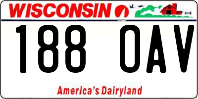 WI license plate 188OAV