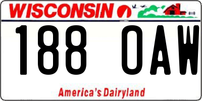 WI license plate 188OAW