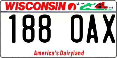 WI license plate 188OAX