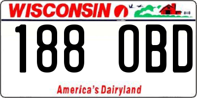 WI license plate 188OBD