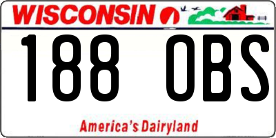 WI license plate 188OBS