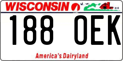 WI license plate 188OEK