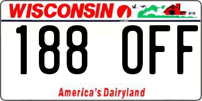 WI license plate 188OFF