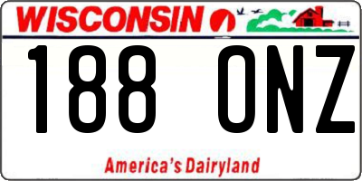 WI license plate 188ONZ