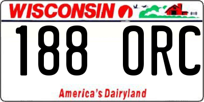 WI license plate 188ORC