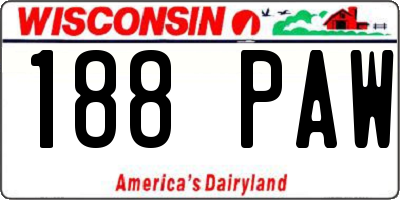 WI license plate 188PAW
