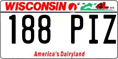 WI license plate 188PIZ