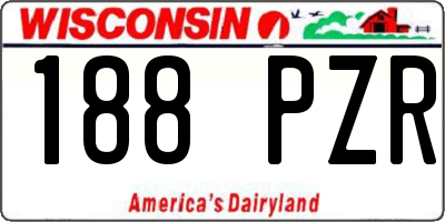 WI license plate 188PZR