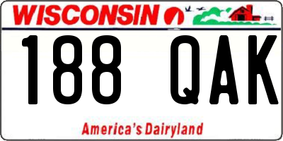 WI license plate 188QAK