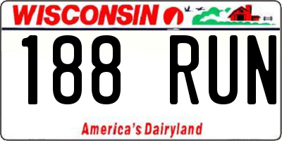 WI license plate 188RUN