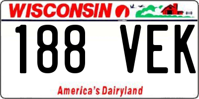 WI license plate 188VEK