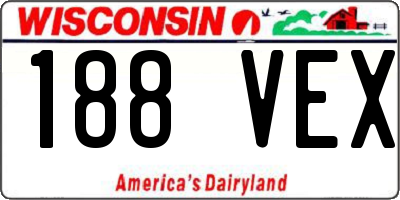 WI license plate 188VEX