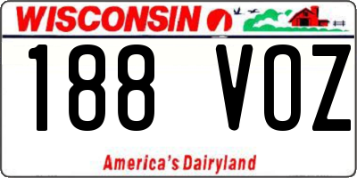 WI license plate 188VOZ