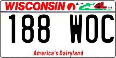 WI license plate 188WOC