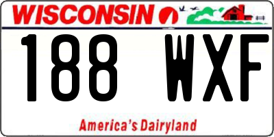 WI license plate 188WXF