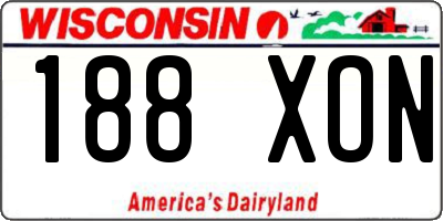 WI license plate 188XON